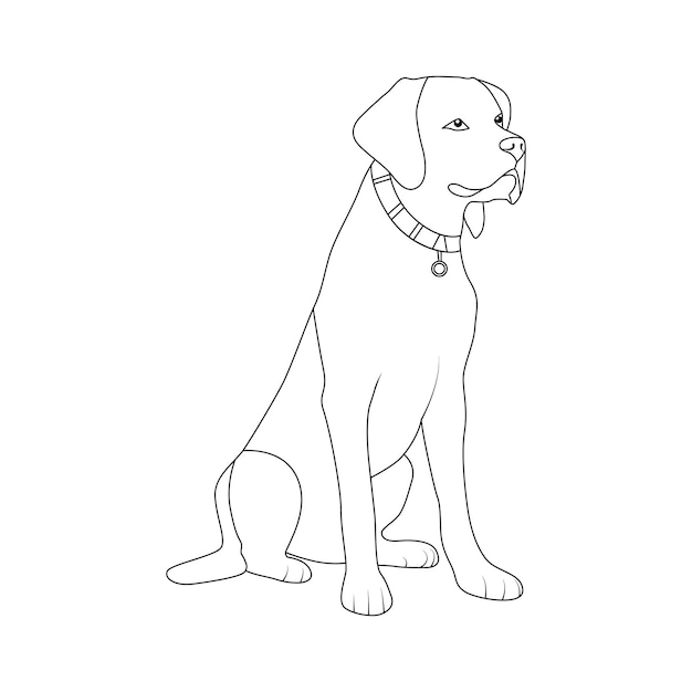 Dog pet single line vector art drawing outline illustration