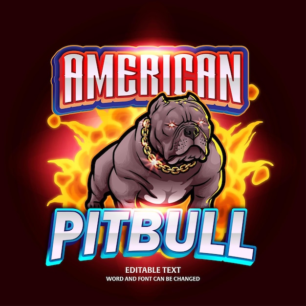 Cane pitbull mascotte logo design vettoriale modificabile testo