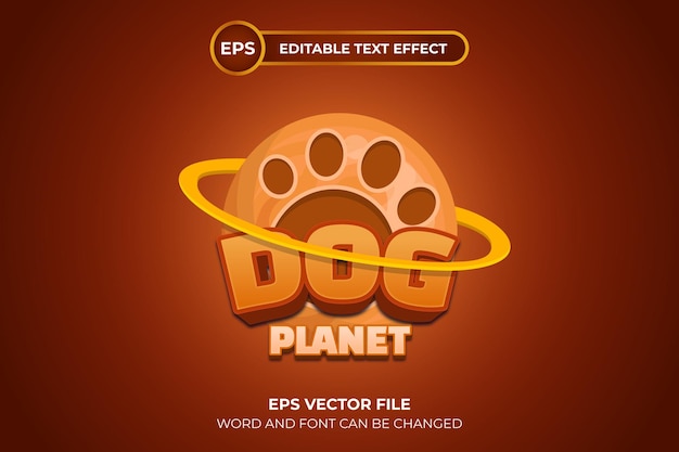 Logo del pianeta del cane effetto di testo modificabile del pianeta del cane