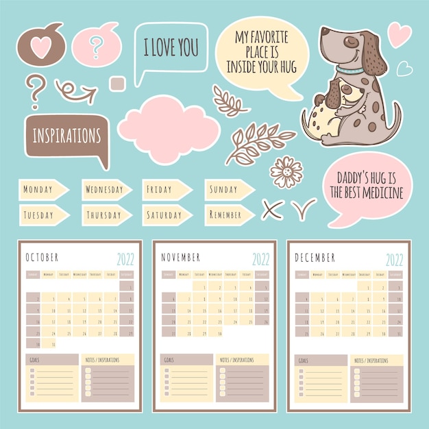 DOG PLANNER WINTER 2022 Template Schedule And Collection With Design Elements