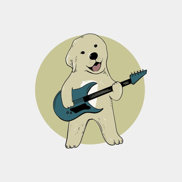 dog playing guitar 