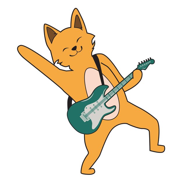 Vector dog playing guitar