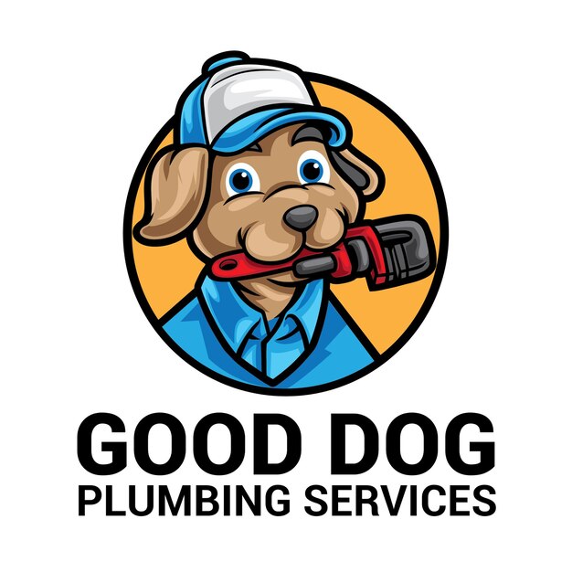 Dog  plumber cartoon mascot logo