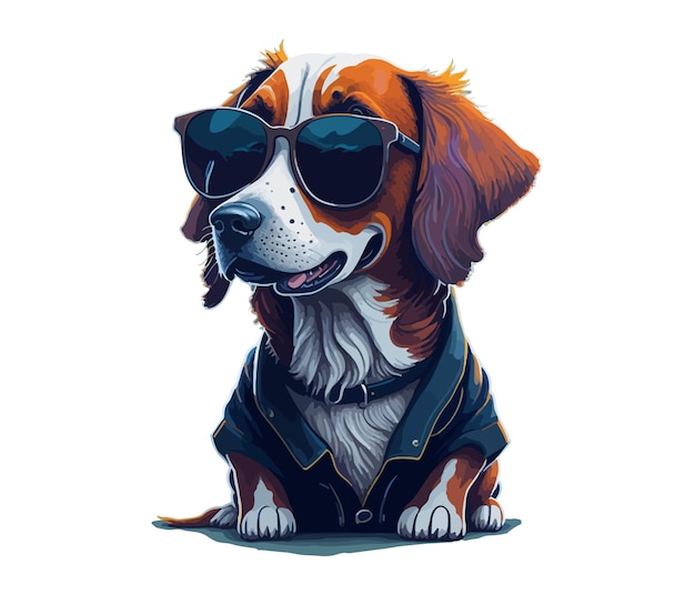 Vector dog poster featuring the digital art dog in a jacket by mgl meiklejohn