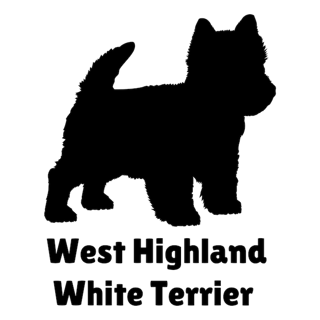 Vector dog puppies dog west highland white terrier silhouette baby dog silhouette puppy breeds