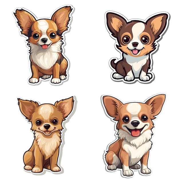 Vector dog and puppies vector collection set chihuahua