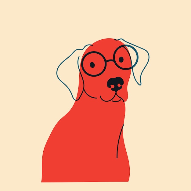 Cucciolo di cane in bicchieri avatar badge poster logo modelli stampa illustrazione vettoriale