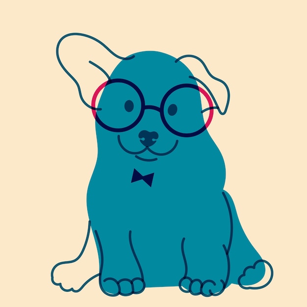 Dog puppy in glasses Avatar badge poster logo templates print Vector illustration