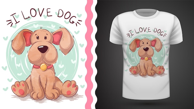 Vettore cane, cucciolo - idea per t-shirt stampata