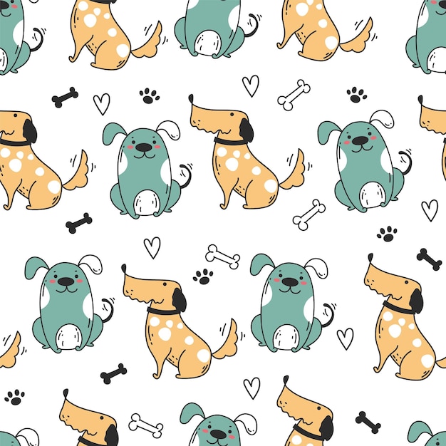 犬子犬ペット動物のシームレスなパターン印刷壁紙抽象概念グラフィック デザイン
