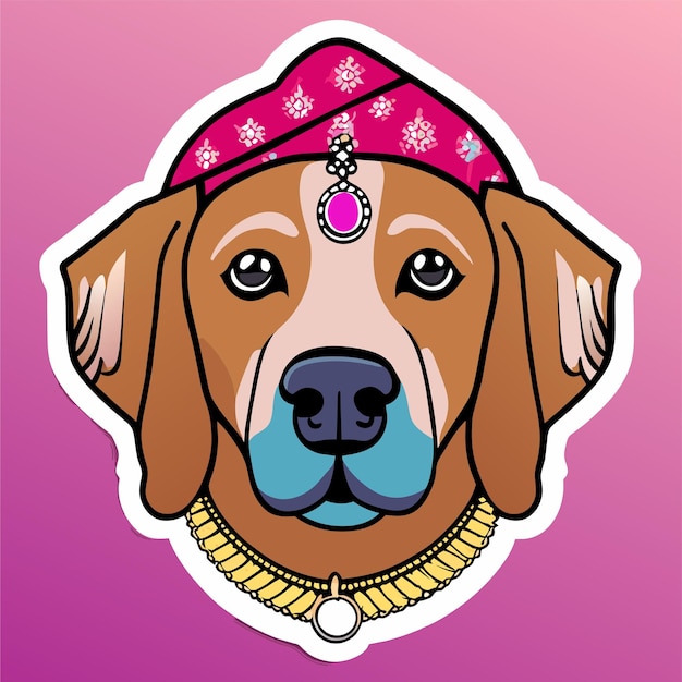 Vettore dog queen con corona disegnata a mano piatta elegante adesivo di cartone animato icona concetto illustrazione isolata