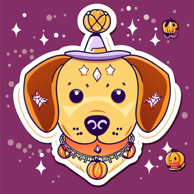 Dog queen with crown hand drawn flat stylish cartoon sticker icon concept isolated illustration