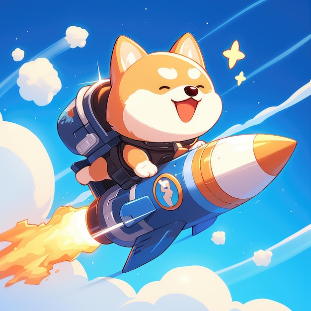 Dog rides rocket into the sky