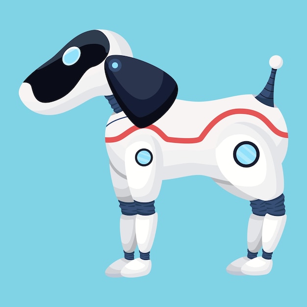 Vector dog robot isolated on blue background