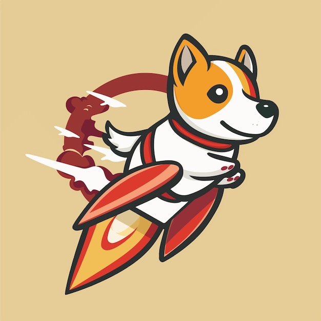 Vector dog on rocket