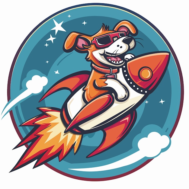 Vector dog on rocket