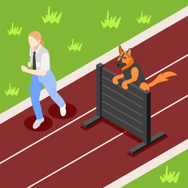 Vector dog running track background