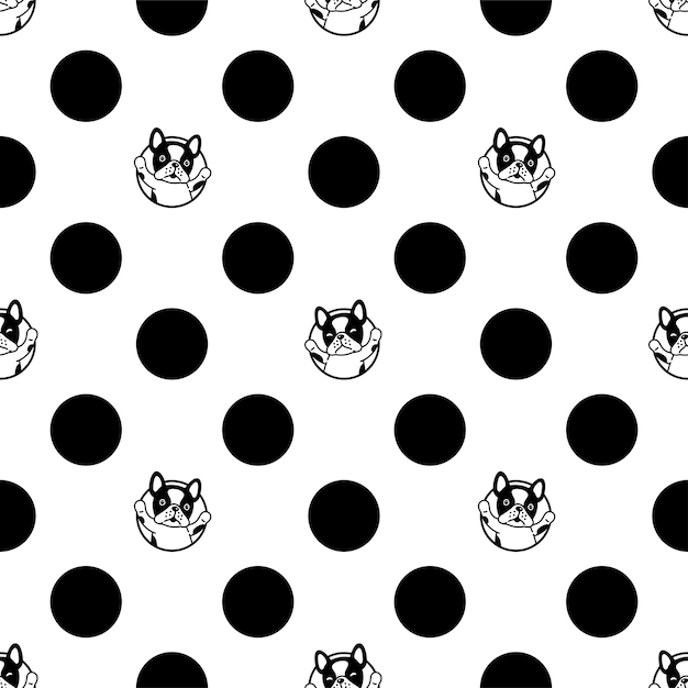 dog seamless pattern french bulldog polka dot cartoon