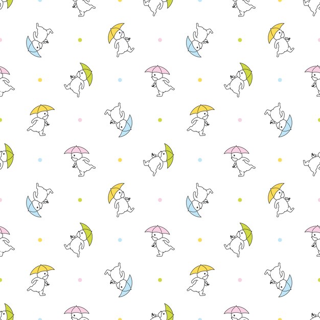 dog seamless pattern french bulldog umbrella raining