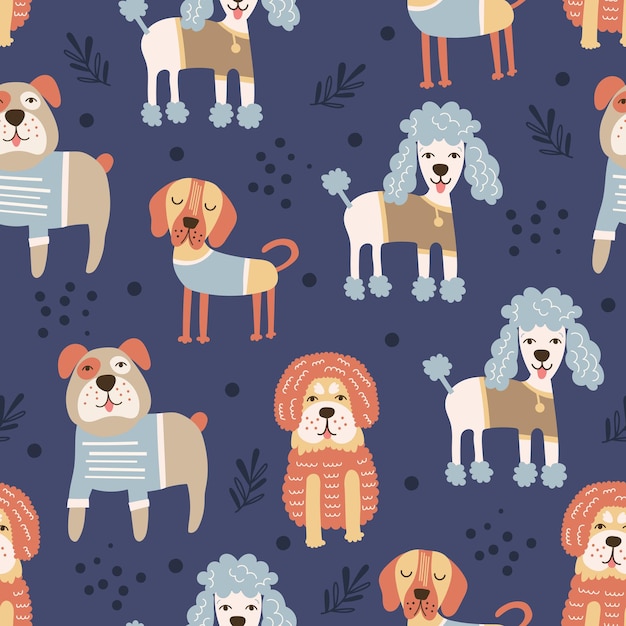 Dog Seamless Pattern Vector illustration