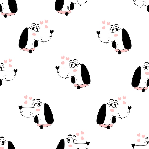 Dog seamless pattern with dachshund