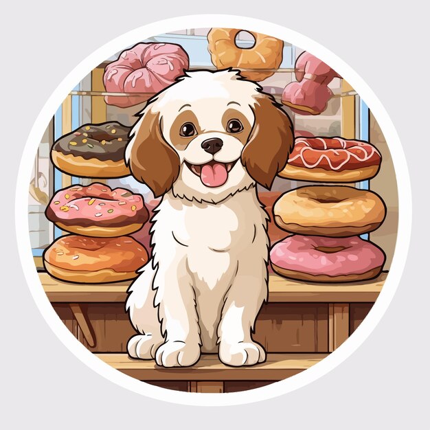 Vector dog selling sweets