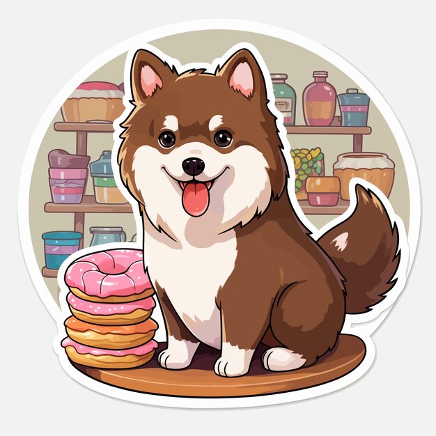 Vector dog selling sweets