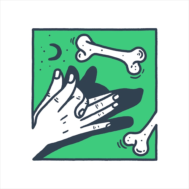 Dog shadow puppet vector illustration