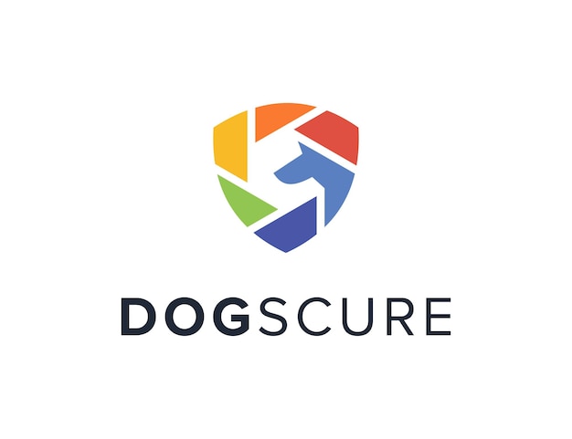 собака и щит красочный простой гладкий креативный геометрический современный дизайн логотипа