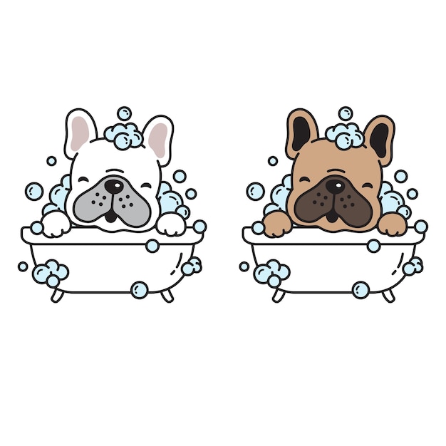 Vector dog shower puppy cartoon character