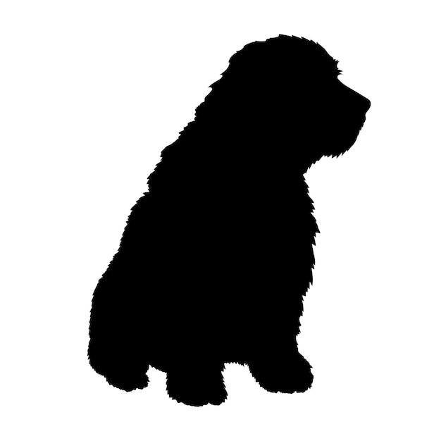 Dog silhouette dog breeds logo dog monogram dog face vector Dog sitting lying Bearded Collie