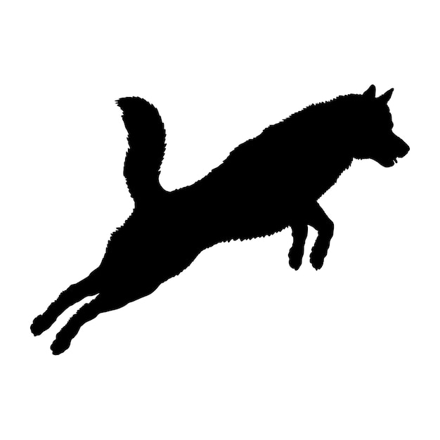 Vector dog silhouette dog husky jumping breeds logo dog monogram logo vector