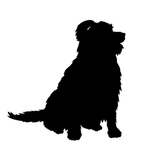 Vettore silhouette di cane logo di razza maltese monogramma di cane vettore del viso di cane cane seduto sdraiato in corsa