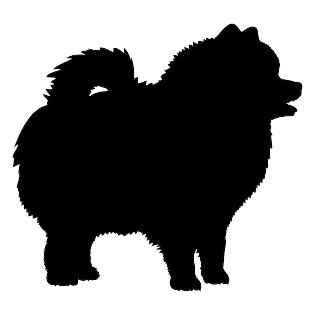 Силуэт собаки собака Померанийский шпиц породы логотип монограмма вектор