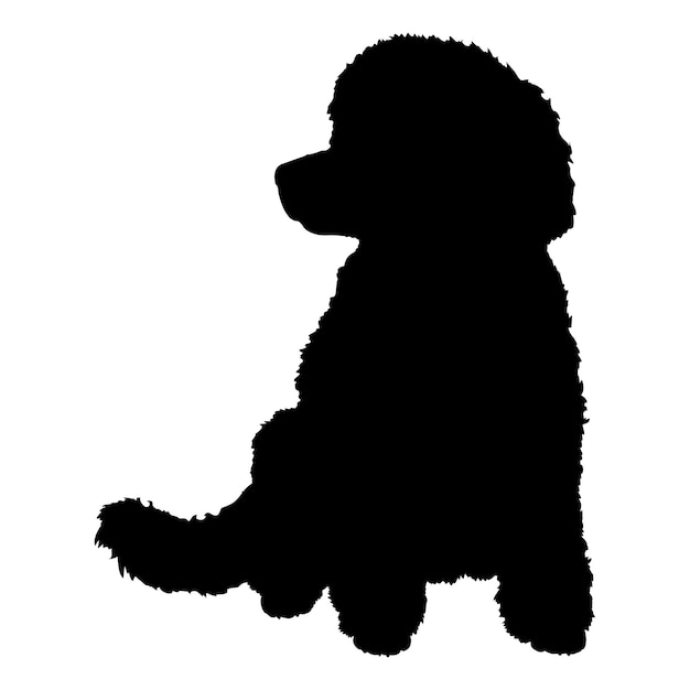 Silhouette di cane cane puddle è seduto razze logo cane monogramma logo vettore