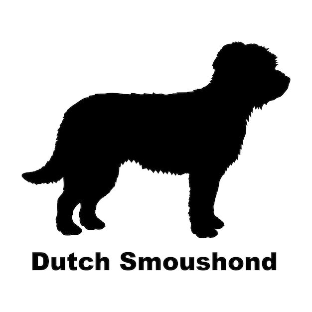 Vector dog silhouette hond nederlandse smoushond rassen logo monogram vector