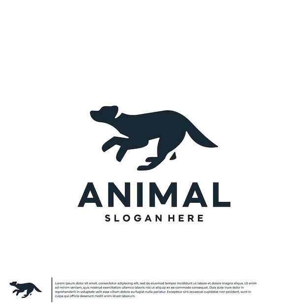 Logo silhouette di cane vettore di progettazione di logo creativo di addestramento degli animali