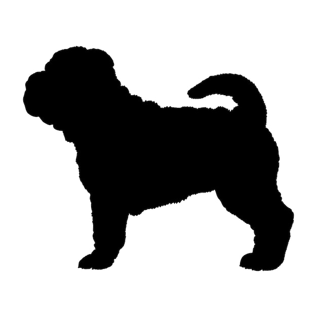 Vettore silhouette di cane shar pei razze di cani logo monogramma vettore