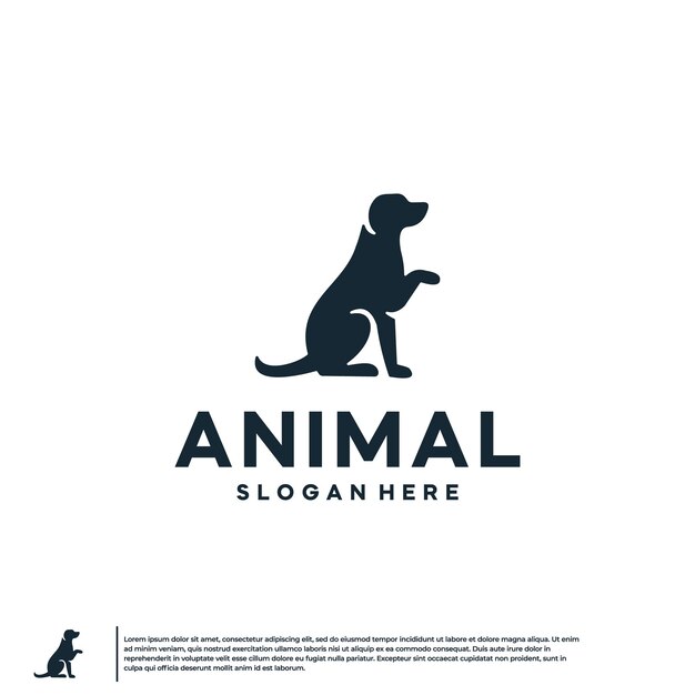 Vector dog silhouette sitting creative design logo vector