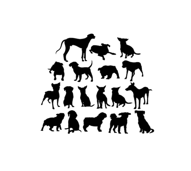 Dog silhouettes art vector design