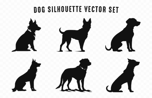 Vector dog silhouettes black vector set silhouette of dogs collection