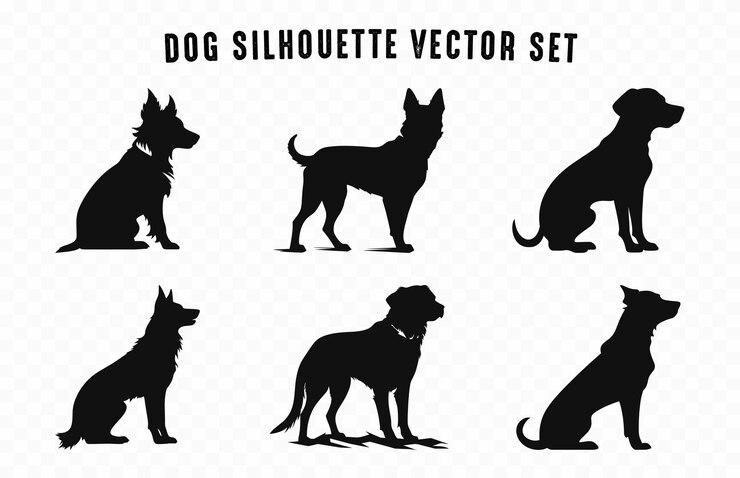 Vector dog silhouettes black vector set silhouette of dogs collection