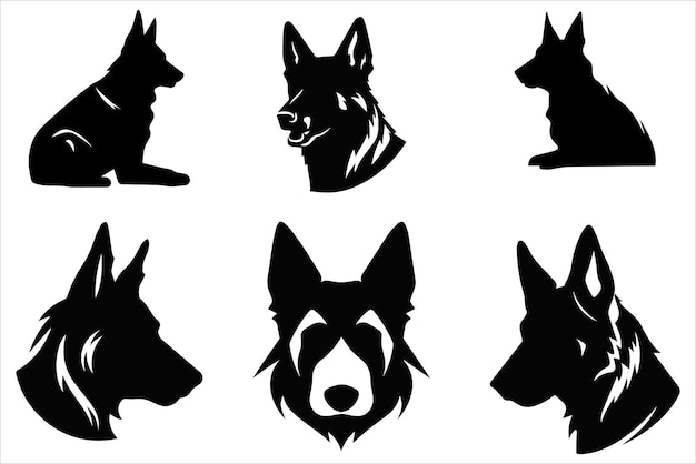 Vector dog silhouettes bundle 6 designs