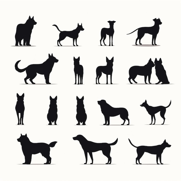 Vector dog silhouettes cartoon vector