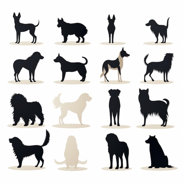 Vector dog silhouettes cartoon vector