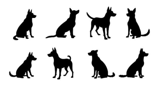 犬のシルエット ペットの動物のグラフィックスセット