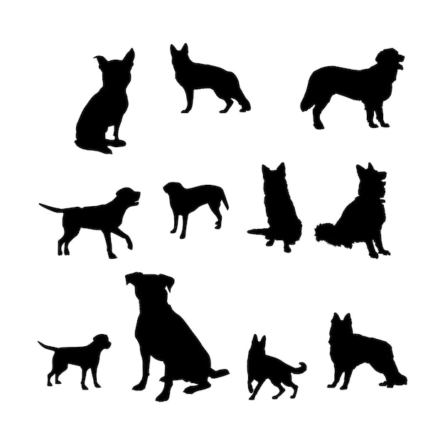 Vector dog silhouettes set