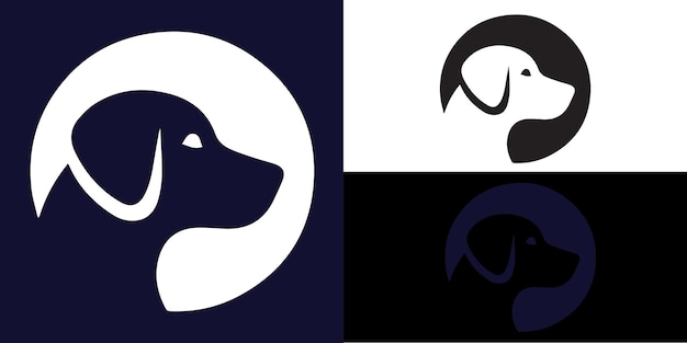 Silhouette di cane logo emblema logo testa logo animale domestico