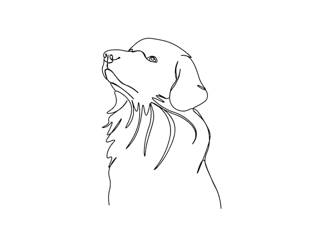 Dog single-line art drawing continues line vector illustration