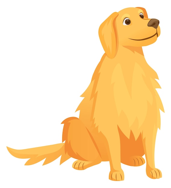 Vector dog sit cartoon golden retriever cute pet